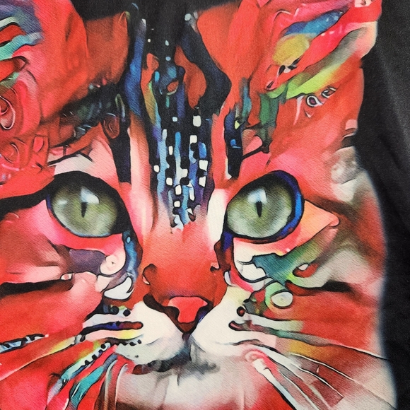 3d colorful hooded cat kitty sweatshirt sz large? Theatrical crazycat lady lover - Picture 6 of 11